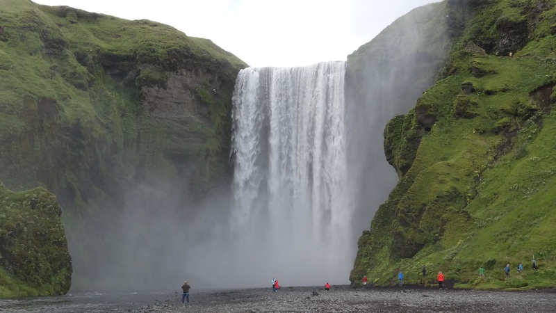 Iceland misty waterfall 