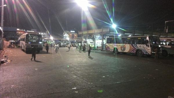 Bus station Pondicherry on South India tour