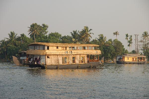Typical backwater boat on South India vacation