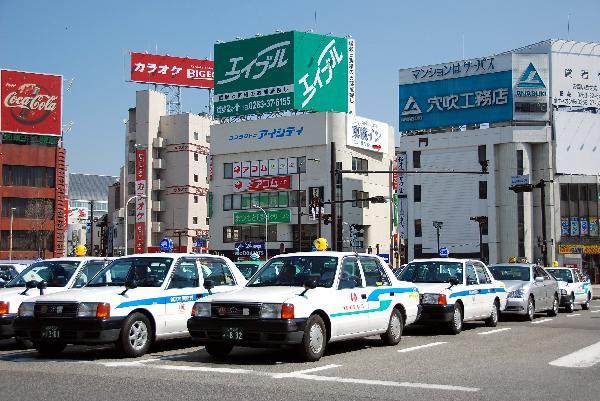 Matsumoto - Taxi's at the station square, Japan
